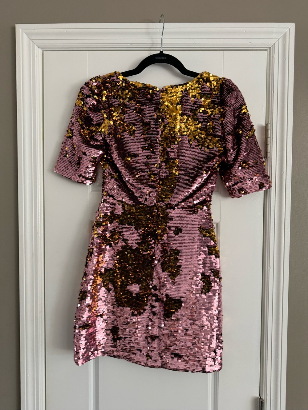 For Love & Lemons Pink and Gold Sequin Top
